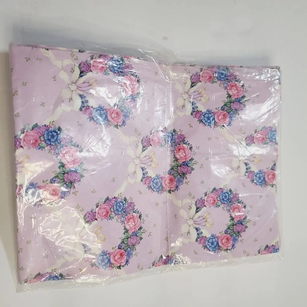 Vintage 80s 90s Forget Me Not Kawaii Pastel Floral Ribbon Gift Wrap